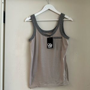 Chaser Taupe Ringer Tank NWT
